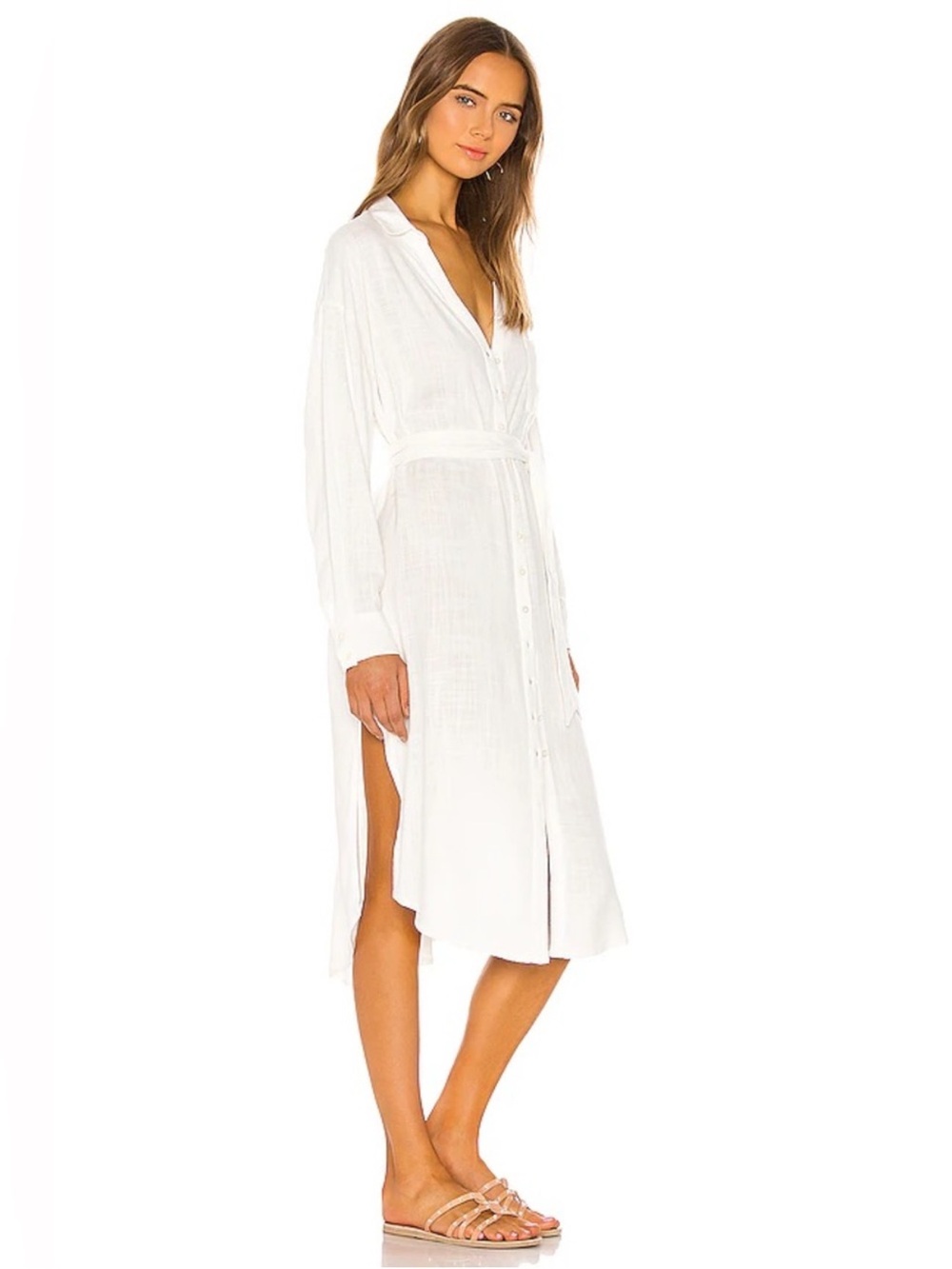 l*space Barcelona Dress White Button-Front Cover-Up No Belt size M/L